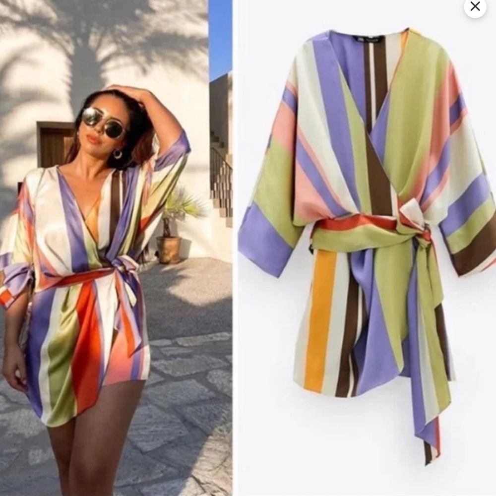 NWT ZARA MULTICOLORED STRIPES JUMPSUIT DRESS